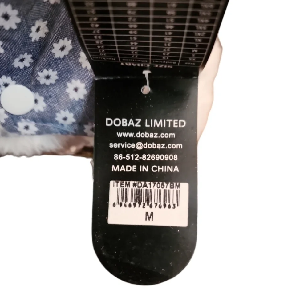NEW Dobaz Limited Denim Flowers And Fur Dog Coat Pet Cat Pig Jacket Size Medium